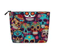 ENRPTY Sugar Skulls Print Women'S Makeup Make Up Bag Zipper Pouch Travel Storage Pouch Large Capacity Purse