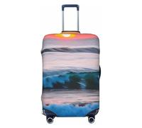 ENRPTY Sunset And Sunrise With Ocean Sea Waves Print Suitcase Decoraitve Covers Washable Suitcase Cover Travel Luggage Accessories, Black, XL