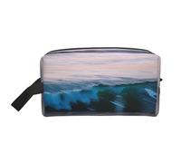 ENRPTY Sunset And Sunrise With Ocean Sea Waves Print Travel Toiletry Zipper Storage Pouch For Women Men Portable Makeup Bag Purse