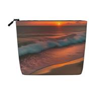 ENRPTY Sunset At The Beach Print Women'S Makeup Make Up Bag Zipper Pouch Travel Storage Pouch Large Capacity Purse