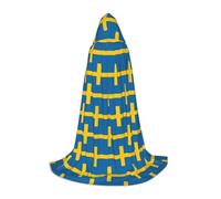 ENRPTY Swedish Flag Print Hooded Cape For Teenagers Unisex Cosplay And Themed Parties Halloween Costume