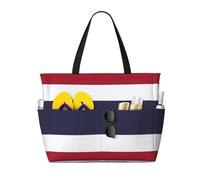 ENRPTY Thailand Flag Print Large Capacity Beach Travel Bag With Zipper Lightweight Foldable For Vacation