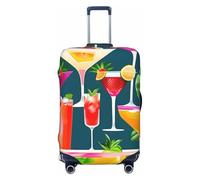 ENRPTY Tropical Cocktail Print Suitcase Decoraitve Covers Washable Suitcase Cover Travel Luggage Accessories, Black, L