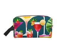 ENRPTY Tropical Cocktail Print Travel Toiletry Zipper Storage Pouch For Women Men Portable Makeup Bag Purse