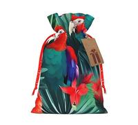 ENRPTY Tropical Flower Parrot Print Personalized Drawstring Gift Packing Bag For Anniversary Wedding Christmas