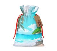 ENRPTY Tropical Ocean Beach Theme Print Personalized Drawstring Gift Packing Bag For Anniversary Wedding Christmas