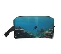 ENRPTY Underwater Ocean View Print Travel Toiletry Zipper Storage Pouch For Women Men Portable Makeup Bag Purse