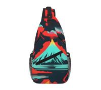 ENRPTY Volcano Bloom Print Cross Chest Bag Diagonally Large Capacity And Adjustable Straps Travel Daypack