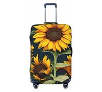ENRPTY Wild Flower Sunflower Print Suitcase Decoraitve Covers Washable Suitcase Cover Travel Luggage Accessories, Black, XL