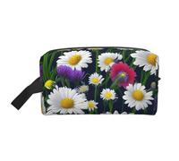 ENRPTY Wild Flowers And Cornflowers Daisies Print Travel Toiletry Zipper Storage Pouch For Women Men Portable Makeup Bag Purse