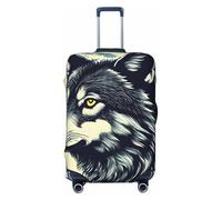 ENRPTY Wolf Night Moon Print Suitcase Decoraitve Covers Washable Suitcase Cover Travel Luggage Accessories, Black, S