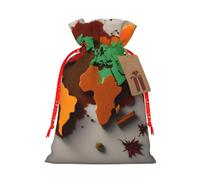 ENRPTY World Map Made Of Spices Print Personalized Drawstring Gift Packing Bag For Anniversary Wedding Christmas