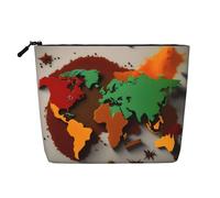 ENRPTY World Map Made Of Spices Print Women'S Makeup Make Up Bag Zipper Pouch Travel Storage Pouch Large Capacity Purse