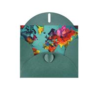 ENRPTY World Map Print Pearlescent Paper Thank You Cards With Envelopes And Stickers For Holiday Greeting