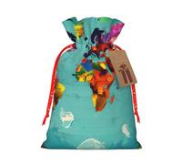 ENRPTY World Map Print Personalized Drawstring Gift Packing Bag For Anniversary Wedding Christmas