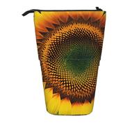 ENRPTY You Are My Sunshine Sunflower Print Telescopic Pencil Bag Big Capacity Pop Up Storage Makeup Bag For Office Supplies