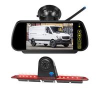 EnruigeOK Automotive Brake Light Wireless Reversing Camera Monitor for Mercedes Sprinter W906 W907 VW Crafter Van Full HD 1080P with LED Lamp (Suction Cup Bracket)