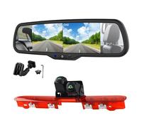 EnruigeOK Brake Light Dual Lens HD Reversing Camera for Peugeot Expert,Citroen Jumpy,Toyota ProAce (2016-Present) Van with 6.86 Inch Split Screen Mirror Monitor Kit (# 12 Bracket Kit)