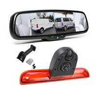 EnruigeOK High Level Brake Light Dual Reverse Camera with 6.86" Dual Screen IPS Mirror Monitor Kit for Fiat Ducato Peugeot Boxer Citroen Relay/Jumper Vans Reversing Camera (Black Kit)