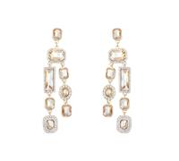 Enrwin Vintage Rectangle Teardrop Chandelier Earrings, Art Deco Wedding Austrian Crystal Drop Dangle Earrings for Women Party Prom, Large, Metal, crystal