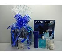 en's Perfume Gift Hamper 2pc Cool Blue Perfume Set 100ml EDT and 130ml, Luxury Shower Gel Gift Wrapped Gift Hamper Plus Free Candle Included