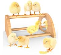 Ensayeer Mini Chick Perch with Mirror, Strong Bamboo Roosting Bar for Hutch and Breeder, Training Bar for Baby Chicks, El Pollitos, La Pollita, Easy to Assemble and Clean, Fun