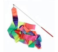 ENSDIEPLS Dance Ribbons Streamers, Gymnastics Colored Ribbons 2/4m Dance Ribbon Ballet Streamer Twirling Rod Artistic Dancing(Red Handle,Ribbon 4m Pole 49cm)