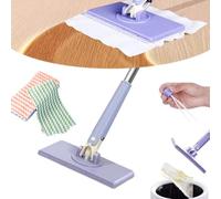 Enseak 360° Rotating Mini Mop with Automatic Cloth Changing - Hands-Free Flat Mop for Wet and Dry Use