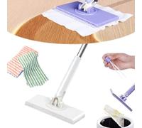 enseak Automatic Cloth Changing Mini Mop, 360° Rotating Hand Wash Free Flat Mop, Compatible with Face Towels, Dry and Wet Easy Use