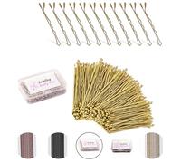 Enselling Hair Grips Pack of 150-5cm - Crimped Brown Bobby Pins for Women, Girls and Hairdressing Salons -Perfect for Thick, Thin & Curly Hair Styling (Golden)