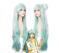 Ensemble Stars Hibiki Wataru Long Green White Ombre Cosplay Braided Wig With Bun+Free Wig Cap
