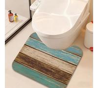 ENSFTF Large Toilet Mat, U-shape Non-Slip Washable Toilet Rugs,Water Absorbent bath mat, 50 x 60 cm,Retro Woodgrain Pattern