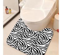 ENSFTF Large Toilet Mat, U-shape Non-Slip Washable Toilet Rugs,Water Absorbent bath mat, 50 x 60 cm,Zebra Print