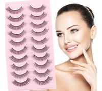 Enshore Eyelashes Natural Look 3D Mink Lashes 10 pairs False Eyelashes Russian Strip Lashes Wispy Cat Eye Lash Kit Eyelash False Lash Curl Eyelash Gift Set