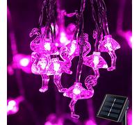 ENSHUI Solar String Lights - Outdoor Waterproof 21ft 30 LED Pink Flamingo Garden Lights with 8 Lighting Modes - Perfect for Patio, Terrace, Camping, Christmas Decoration