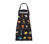 ENSIANTH Animal Alphabet Apron Animal Print Apron Gift for Animal Lover Cooking Kitchen Chef BBQ Grill Apron with Pockets (2486 alphabet letter)