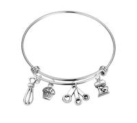 ENSIANTH Baker Gift Pastry Chef -Pastry Baker Bracelet Baking -Culinary - Cupcake-Bakery-Pastry Lover-Cooking Gift, S, Stainless Steel, no gemstone