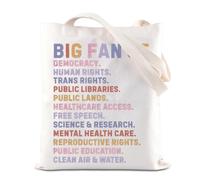 ENSIANTH Big Fan Of Human Rights Tote Bag -Equality Pro Democracy Gift Political Protest-Progressive Social Justice Handbag, Big Fan Bag