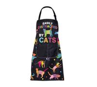 ENSIANTH Cat Apron With Pockets Cat Kitchen Apron Funny Cat Cooking Apron Easily Distracted By Cats Lover Gifts for Cat Mom gift (cat apron)