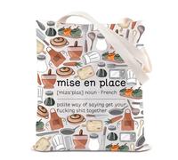 ENSIANTH Chef Gift Mise En Place Tote Bag French Kitchen Saying-Sous Chef Shopping Bag Kitchen Staff-Appreciate -Cook Gift, Mise Bag