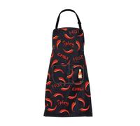 ENSIANTH Chili Cooking Apron Chili Pepper Chef Apron Chili Gifts for Chili Lovers Kitchen Gardening Grilling Aprons With Pocket (chilli apron)