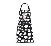 ENSIANTH Cow Apron for Men Women Milk Cow Gifts Cow Print Apron with Pockets Ranch Cow Kitchen Baking Chef Gardening Apron (2024117 Cow)