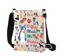 ENSIANTH Dogs Crossbody Purse Dogs Lovers Gifts Cute Dog Crossbody Bag Dog Owner Gifts Dogs Make Me Happy Funny Dog Shoulder Bag (Dogs Make Me Happy C)