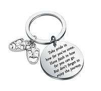 ENSIANTH Drama Keychain Theater Gifts Comedy Tragedy Masks Keychain Drama Graduation Gifts for Drama Students Actor Actress Gifts (silver)