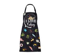 ENSIANTH Funny Fishing Apron Gifts for Fishing Lovers Fisherman Gifts Apron Fishing Boat Gifts Fish Print Apron with Pockets (2486 love fishing)