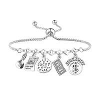 ENSIANTH Gambler Gift Ticket Bracelet Casino Lover Gift Gambling Poker Player Lottery Bracelet Good Luck Jewelry, S, Stainless Steel, no gemstone