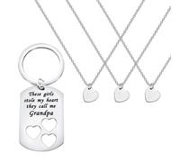 ENSIANTH Grandpa Gift Stole My Heart They Call Me Grandpa Set Heart Cut out Necklace Grandpa Granddaughter Father’s Day Gift, S, Stainless Steel