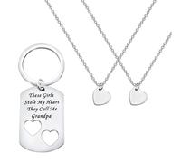 ENSIANTH Grandpa Gift Stole My Heart They Call Me Grandpa Set Heart Cut out Necklace Grandpa Granddaughter Father’s Day Gift, S, Stainless Steel