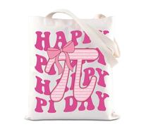 ENSIANTH Happy Pi Day Tote Bag 3.14 Mathematical Pi Symbol-Science Math Lover Shoulder Bag Teacher Coquette Bow Gift, Pi Day Bag