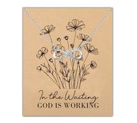 ENSIANTH In the Waiting God is Working Christian Cross Infinity Necklace Faith Gift Bible Verse-Wildflower Religious Jewelry, One Size, Stainless Steel, No Gemstone